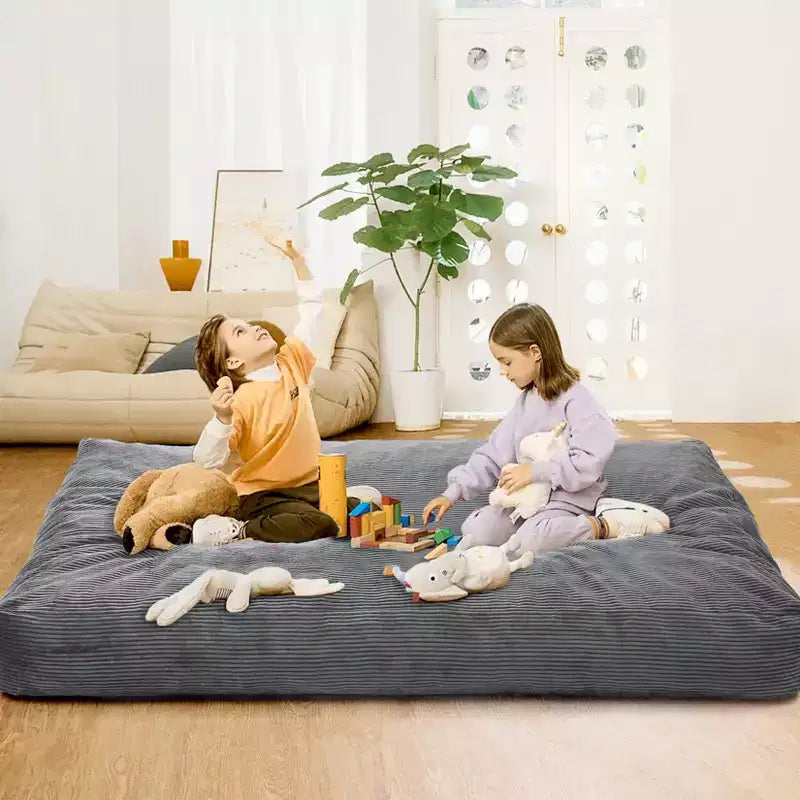 Poltrona Sacco Trasformabile in Letto – Divano da Pavimento e Materasso per Ospiti 2-in-1 in Velluto a Coste con Rivestimento Rimovibile