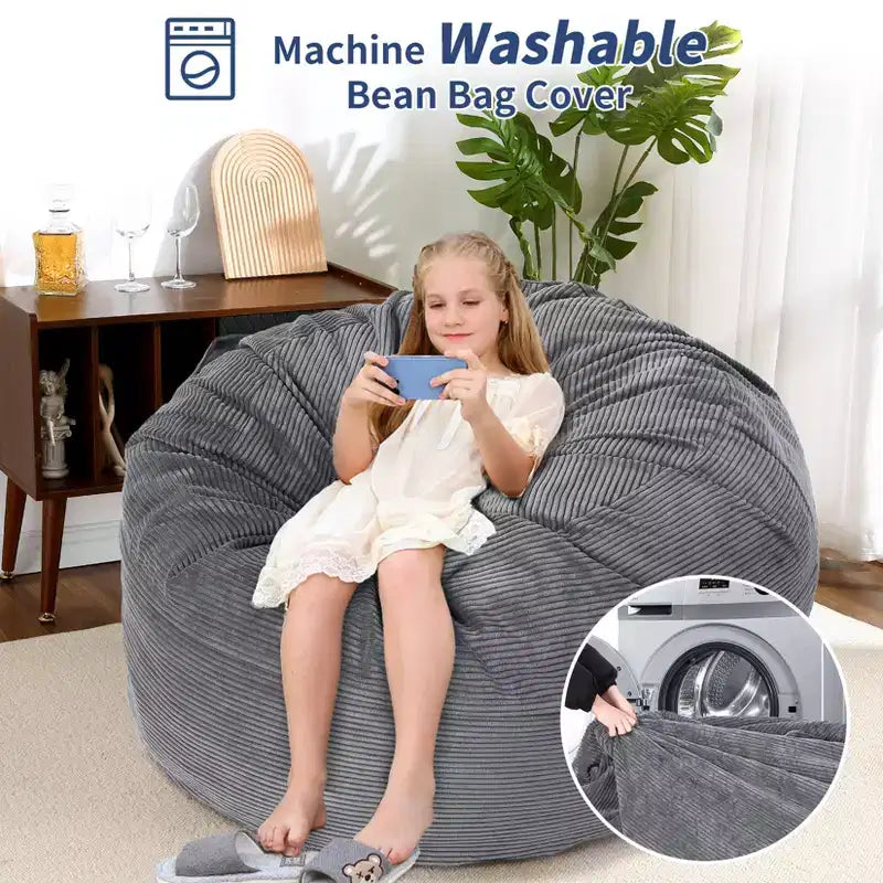Poltrona Sacco Trasformabile in Letto – Divano da Pavimento e Materasso per Ospiti 2-in-1 in Velluto a Coste con Rivestimento Rimovibile