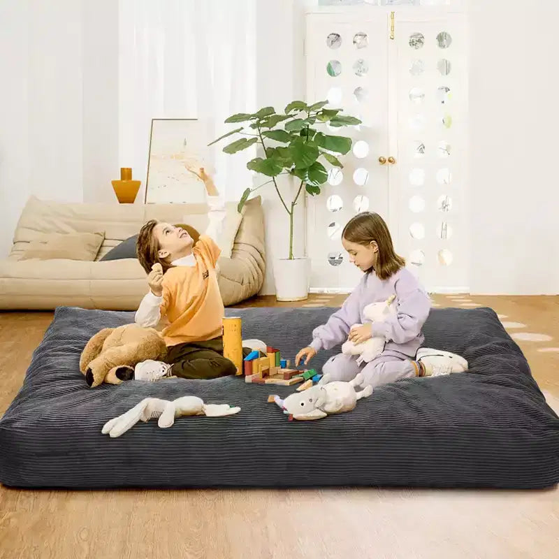 Poltrona Sacco Trasformabile in Letto – Divano da Pavimento e Materasso per Ospiti 2-in-1 in Velluto a Coste con Rivestimento Rimovibile
