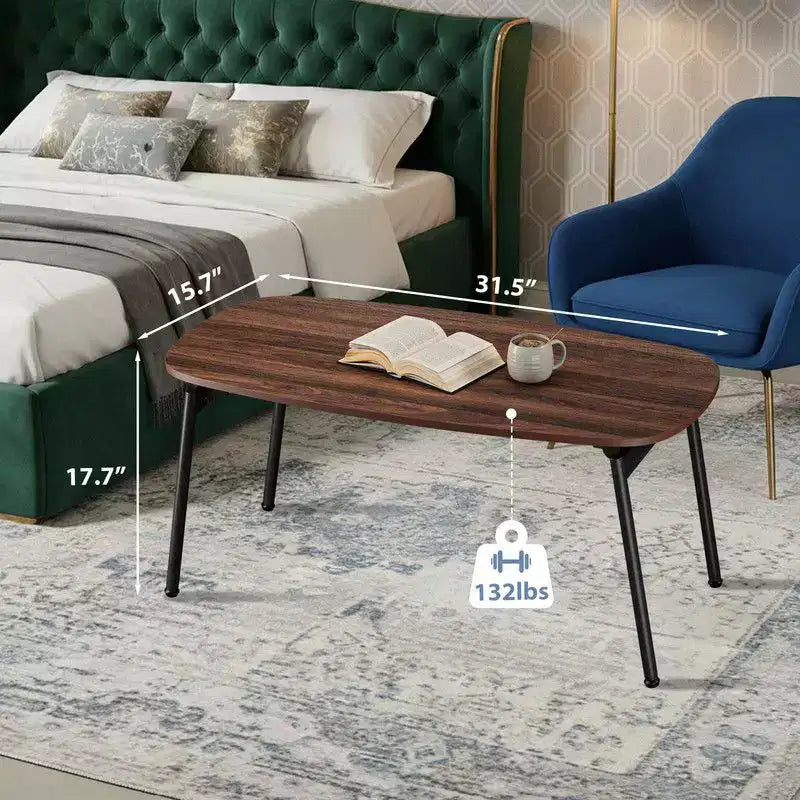 Tavolino Pieghevole con Struttura in Ferro e Piano in MDF