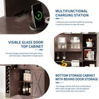 Mobile bar da caffè con portabottiglie e prese di corrente
