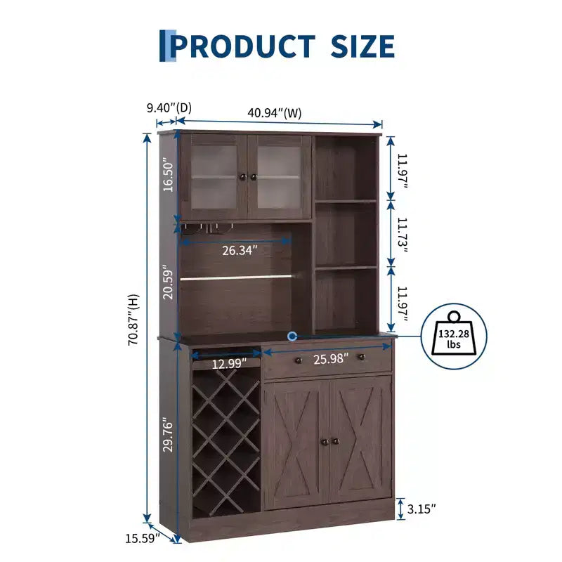 Mobile bar da caffè con portabottiglie e prese di corrente