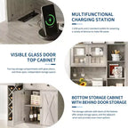 Mobile bar da caffè con portabottiglie e prese di corrente