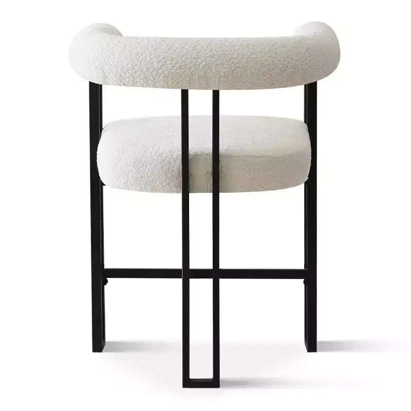 Sgabelli da bar con braccioli e schienale, altezza bancone, set da 6 – Rivestimento in tessuto boucle beige