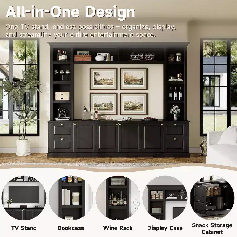 Mobile TV All-in-One per TV fino a 70 pollici – 3 Ripiani Regolabili e Mobile Contenitore