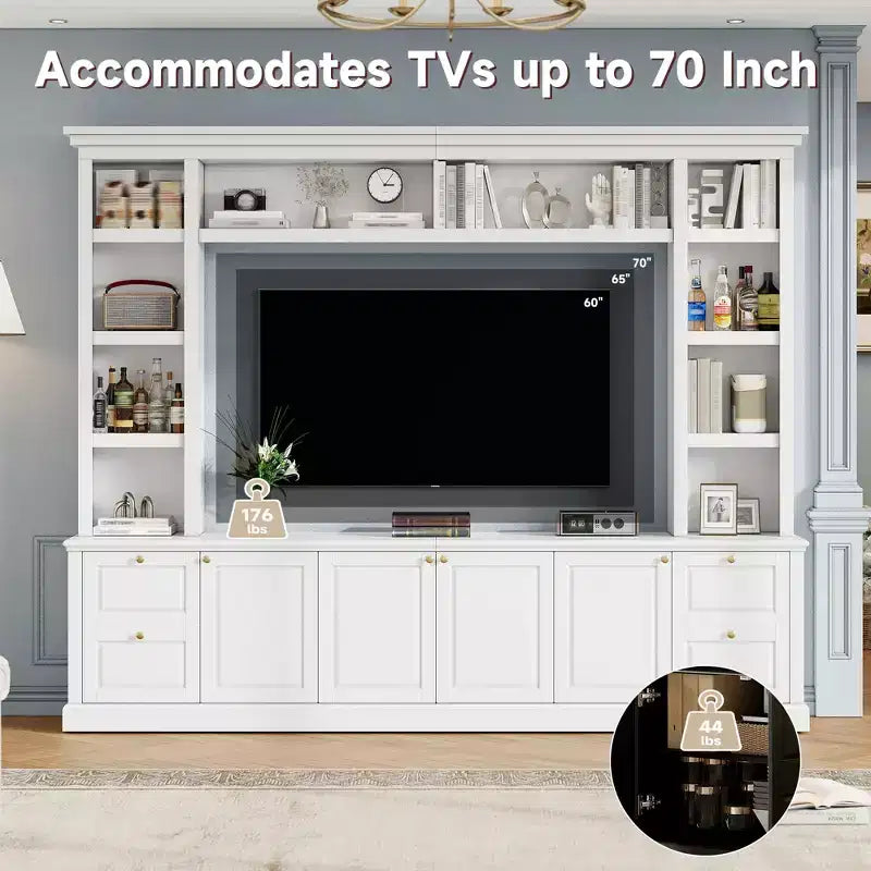 Mobile TV All-in-One per TV fino a 70 pollici – 3 Ripiani Regolabili e Mobile Contenitore