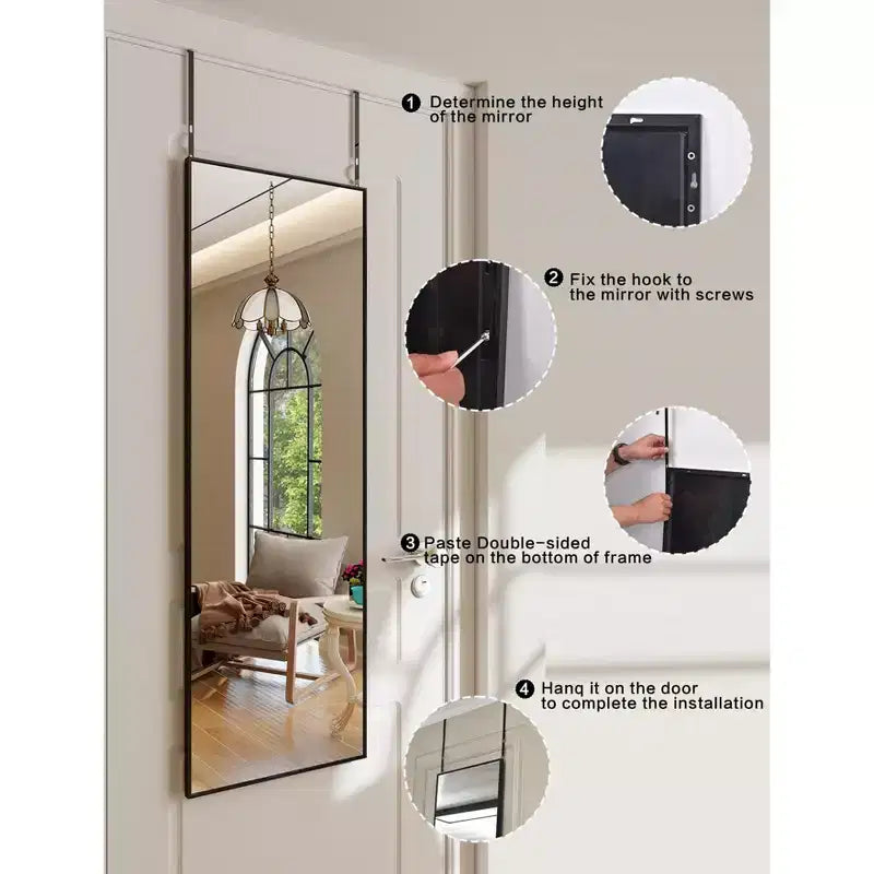 Specchio rettangolare a figura intera con cornice in alluminio